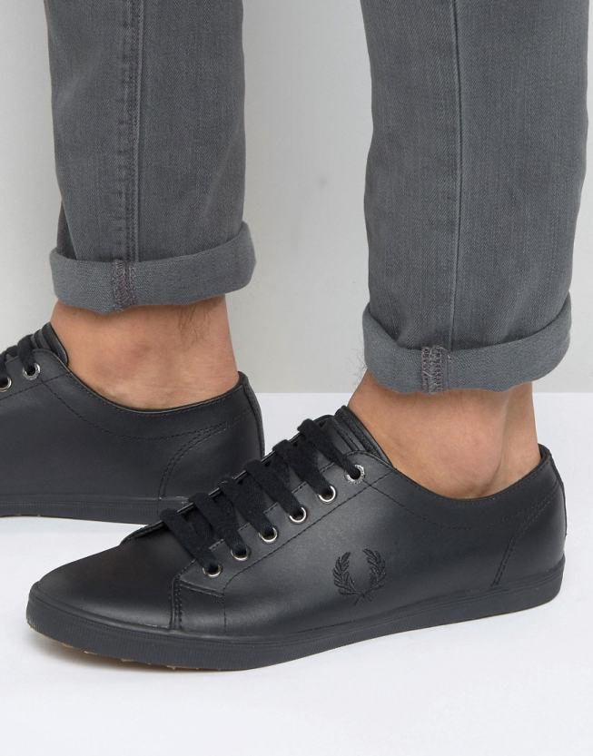 fred perry cuir noir